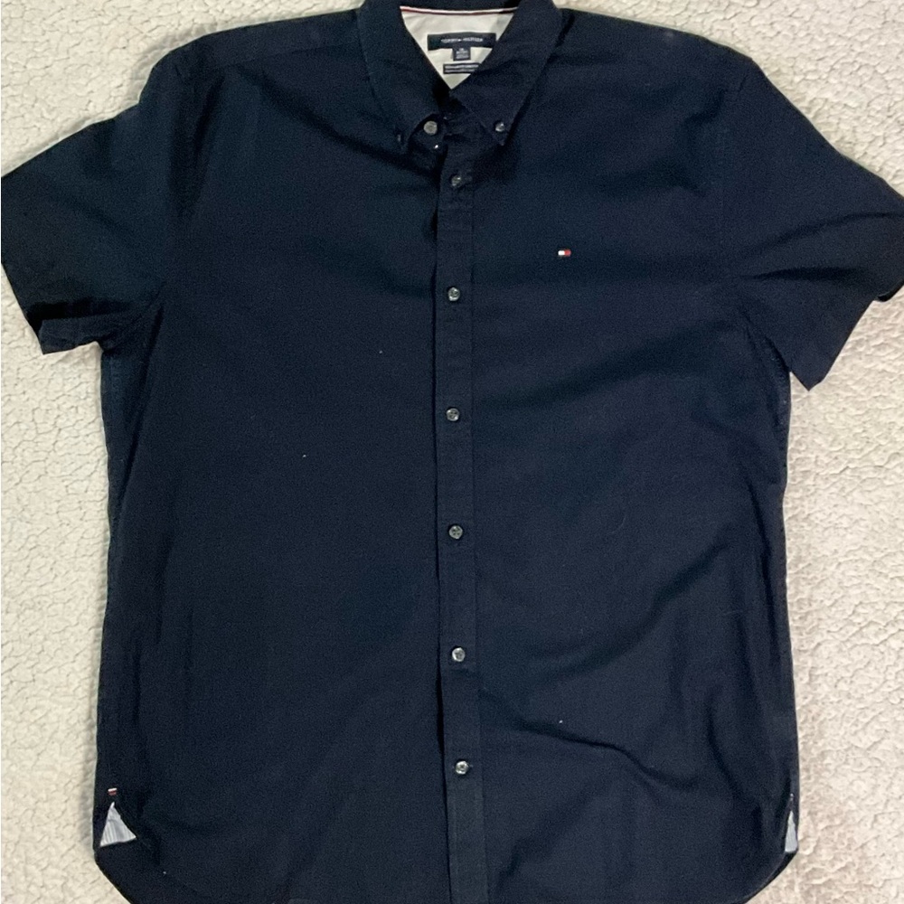 Tommy Hilfiger Navy Blue Casual Button Down Shirt